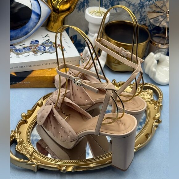 🆕 TED BAKER 🧿 NWOT MADDY Pink Crystal Embellished Bow Platform Sandals, Sz 7 - Picture 11 of 15